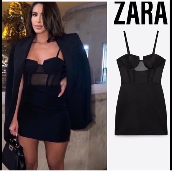 Zara mini-dress mesh corset- combination corset dress blogger favorite - Picture 8 of 8